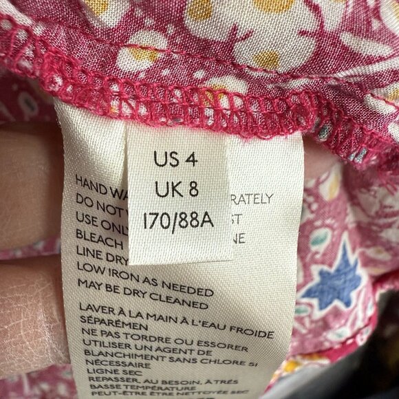 Anthropologie Maeve Red Blouse V-neck Boho Button-Up Red Floral Top 4 Feminine - Picture 7 of 10